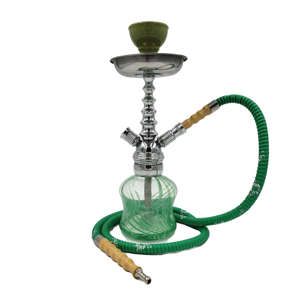 Zahrah Hookah Swirl Green Base with Chrome Stem