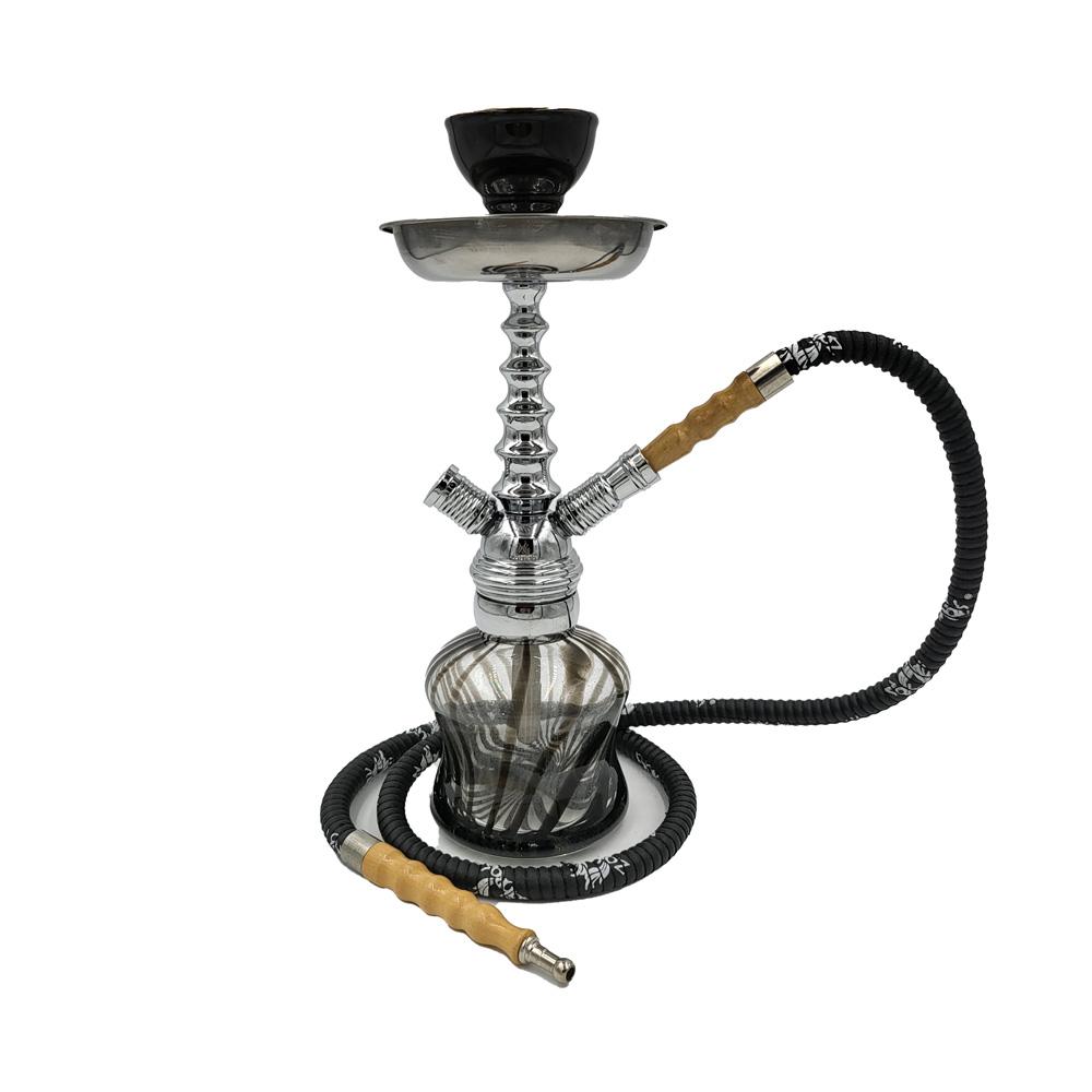 Zahrah Hookah Black Swirl Base with Chrome Stem