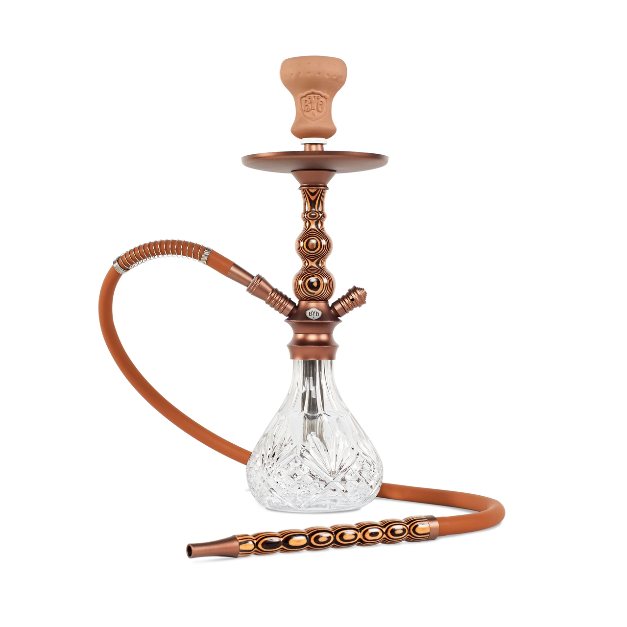 BYO Bella Hookah 18" coffee stem with clear matching wood handle hose