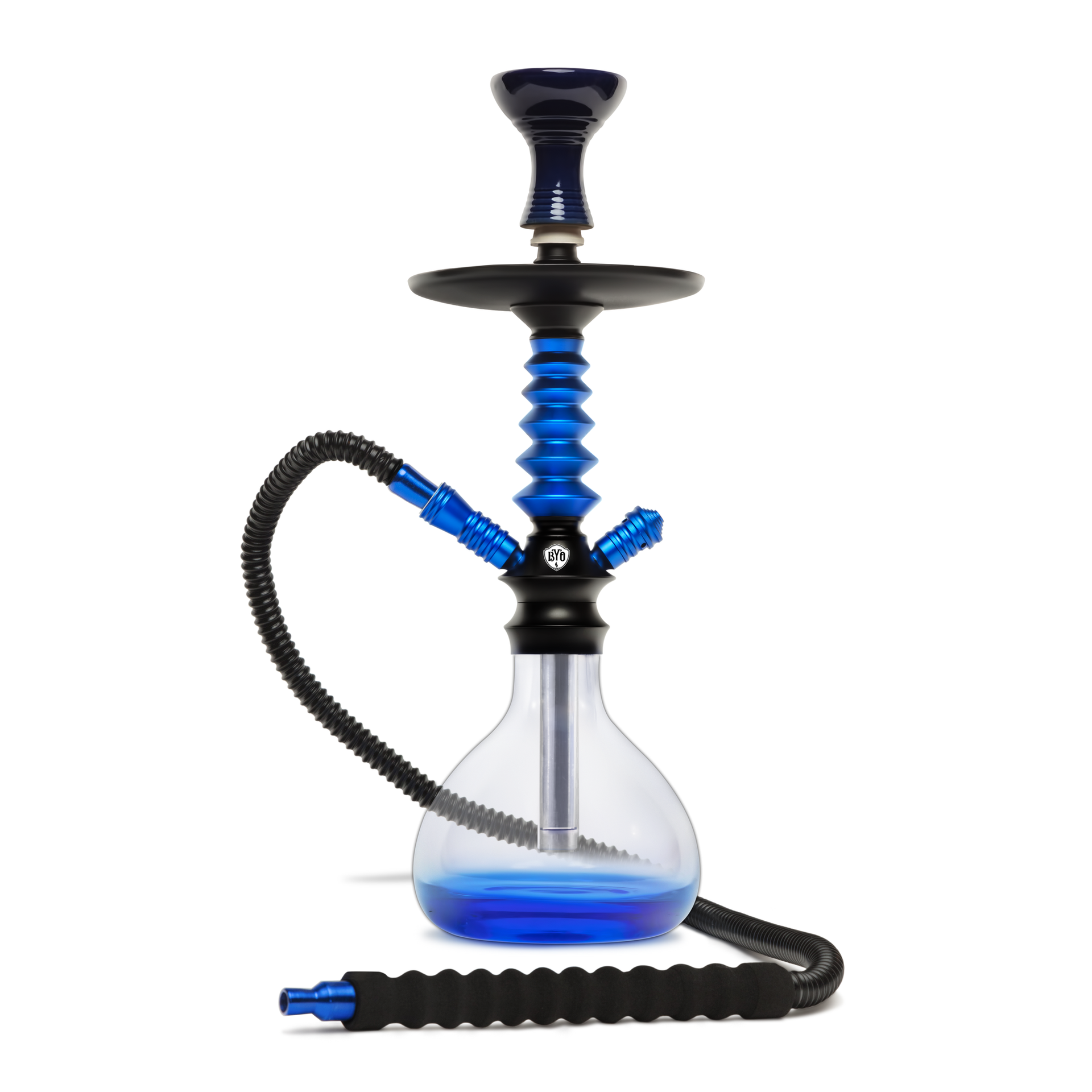 BYO Nuvo Hookah 18" blue stem with matching clear base