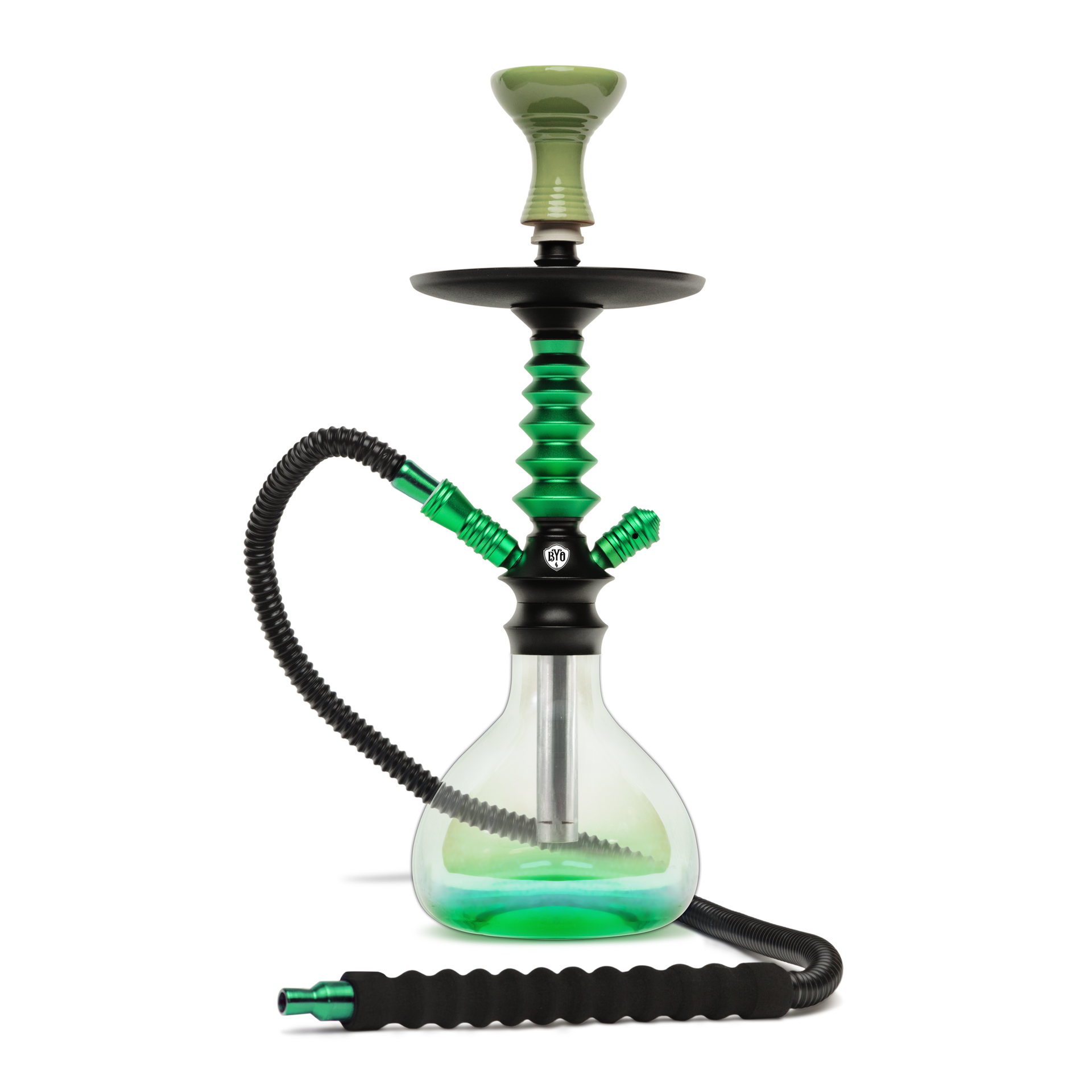 BYO Nuvo Hookah 18" green stem with matching clear base