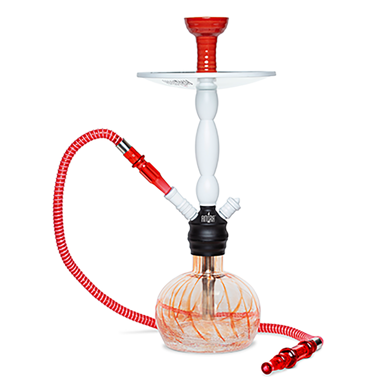 Amira Aftershock Hookah 19" white stem red bowl base and hose