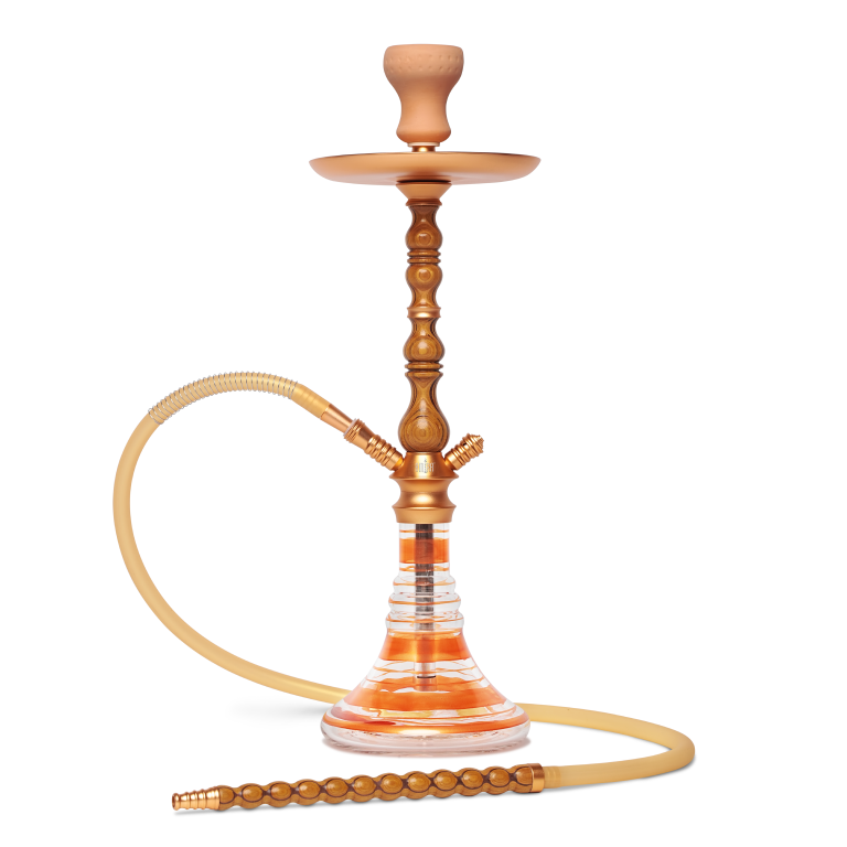 BYO Midori Hookah 24" rose gold wood stem matching base and wood handle hose