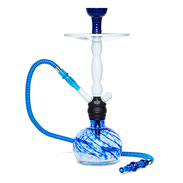 Amira Aftershock Hookah 19" white stem blue bowl base and hose