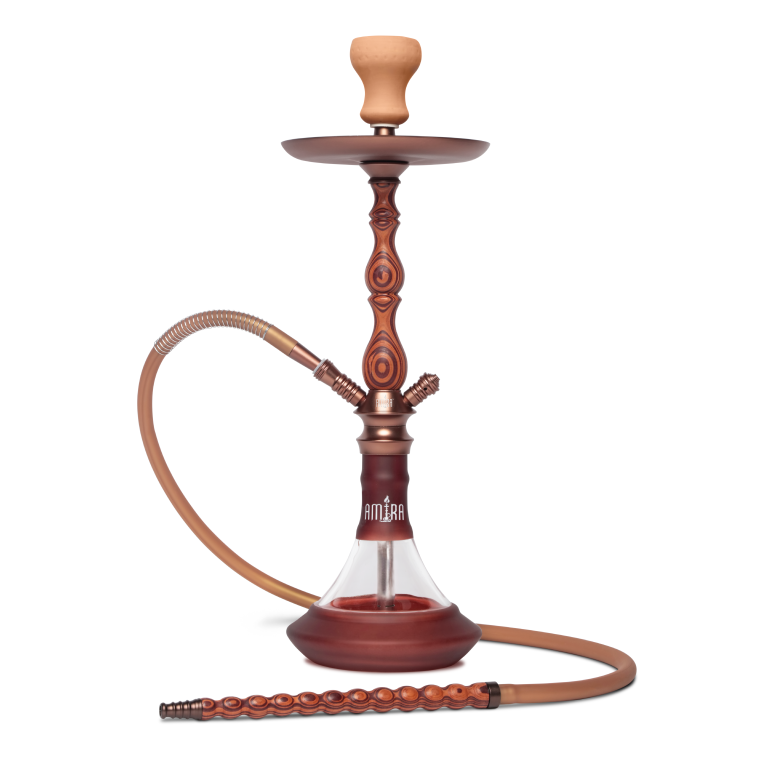 BYO Osaka Hookah 23" coffee wood stem matching base and wood handle hose