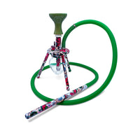 BYO Spider Hookah 12" Green calaca white green pink designs with matching hose handle