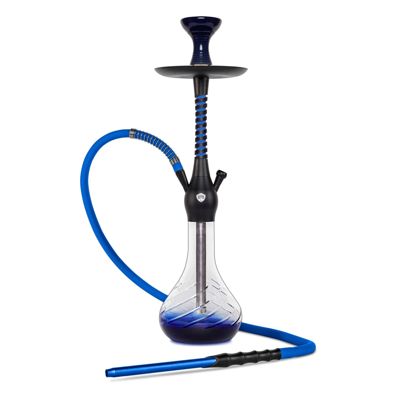 BYO Spirex Hookah 22" blue stem matching clear base and hose
