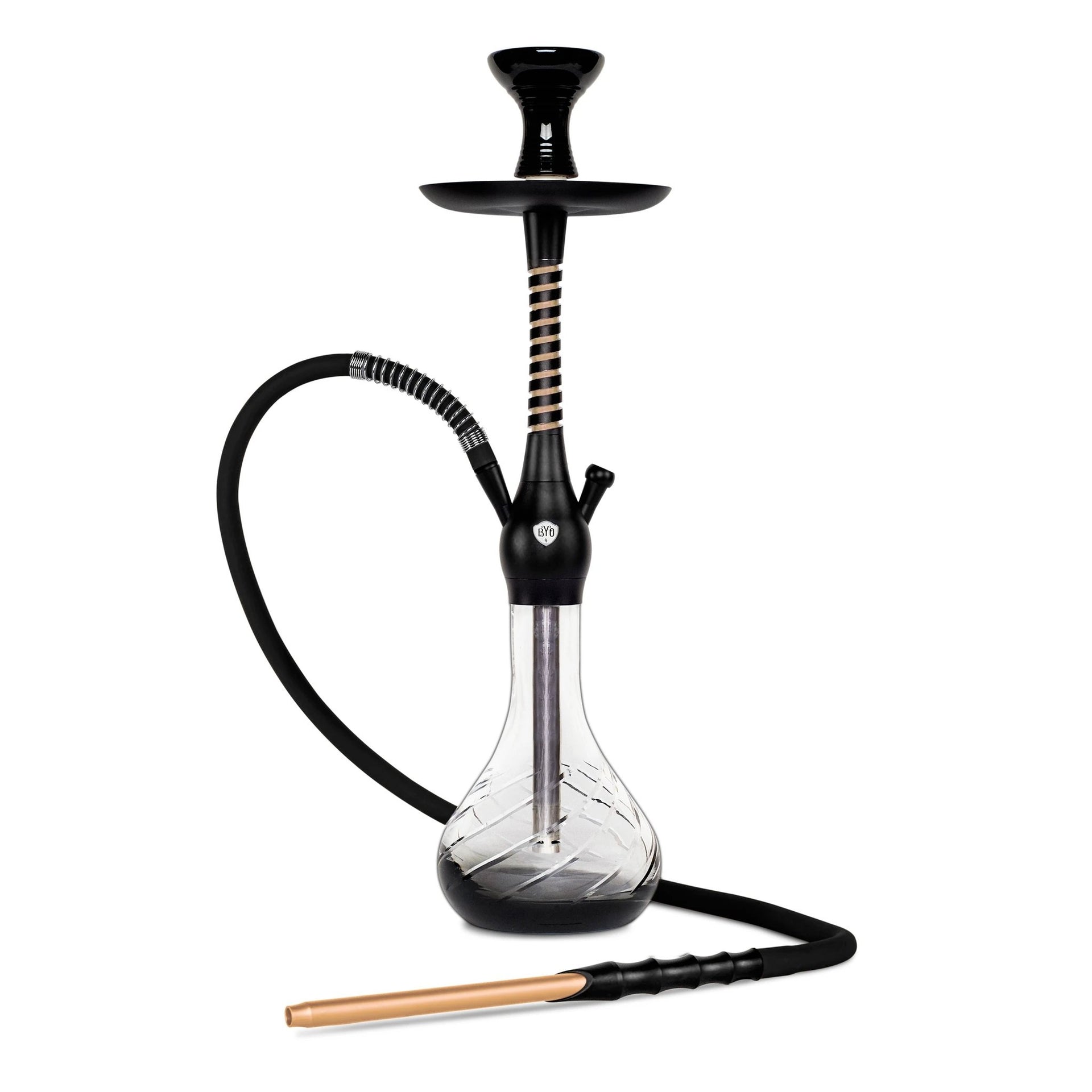 BYO Spirex Hookah 22" gold stem matching clear base and hose