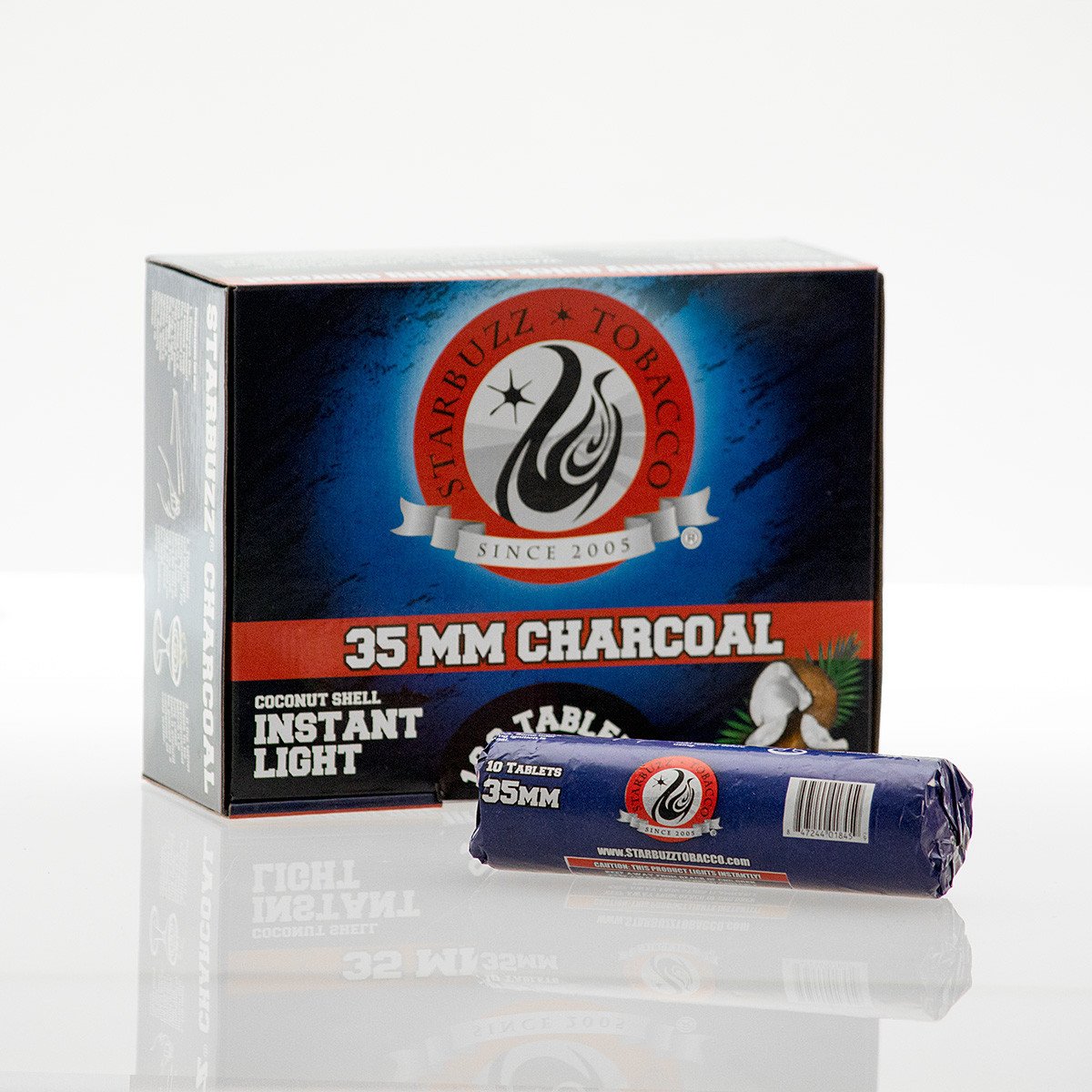 Box of Starbuzz Instant Light Coconut Charcoal 35mm (100pc) - TheHookah.com